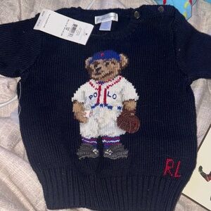 Ralph Lauren Blue Sweater with Bear Motif